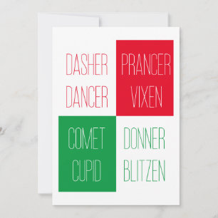 Festiva NOMBRES REINDEER Tarjeta de Navidades planos 5x7