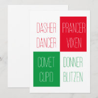 NOMBRES REINDEER Tarjeta plana 5.5x7.5