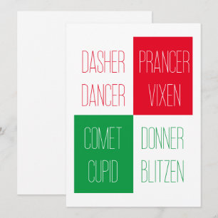Festiva NOMBRES REINDEER Tarjeta plana 5.5x7.5