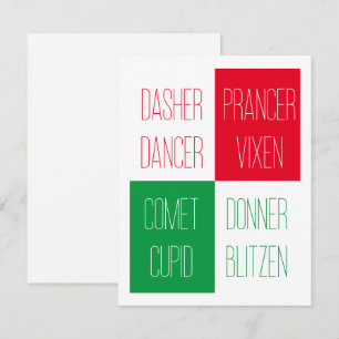 Festiva NOMBRES REINDERES 4.25x5.5 Tarjeta plana