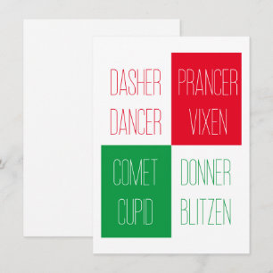 Festiva NOMBRES REINDERES 4.5x6.25 Tarjeta plana