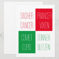 NOMBRES REINDERES Tarjeta plana 6.5x8.75