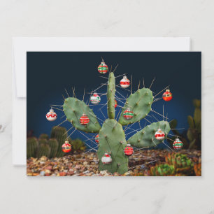Festiva Nopal navideño plano, tarjeta de vacaciones
