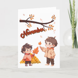 Festiva Noviembre - Otoño - Tarjeta de felicitación - Temp