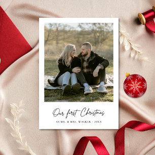 Festiva Nuestra primera tarjeta de foto elegante de Navida