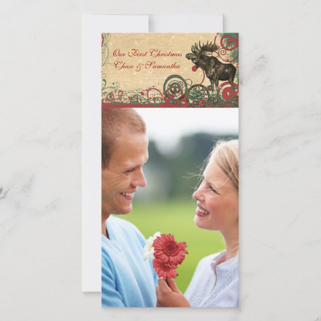 Festiva Nuestra primera tarjeta de fotografía Moose para N (Anverso)