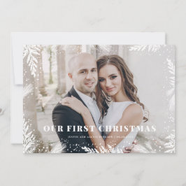 Festiva Nuestra primera tarjeta de Navidades recién casado