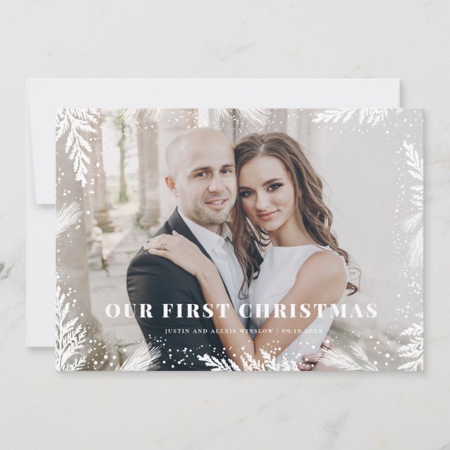 Festiva Nuestra primera tarjeta de Navidades recién casado (Anverso)