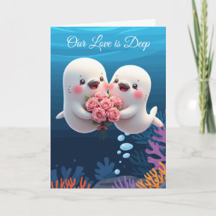 Festiva "Nuestro Amor es Profundo" tarjeta adorable del dí