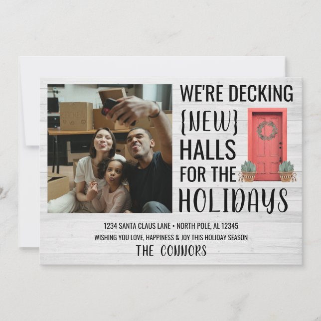 Festiva Nueva tarjeta de Navidades de vacaciones de direcc (Anverso)