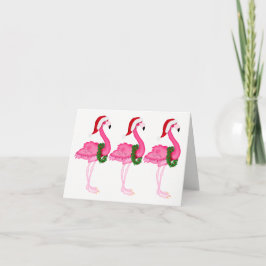 Festiva Nueva tarjeta de Navidades Flamingo Rosa