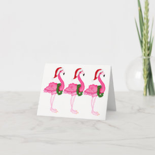 Festiva Nueva tarjeta de Navidades Flamingo Rosa