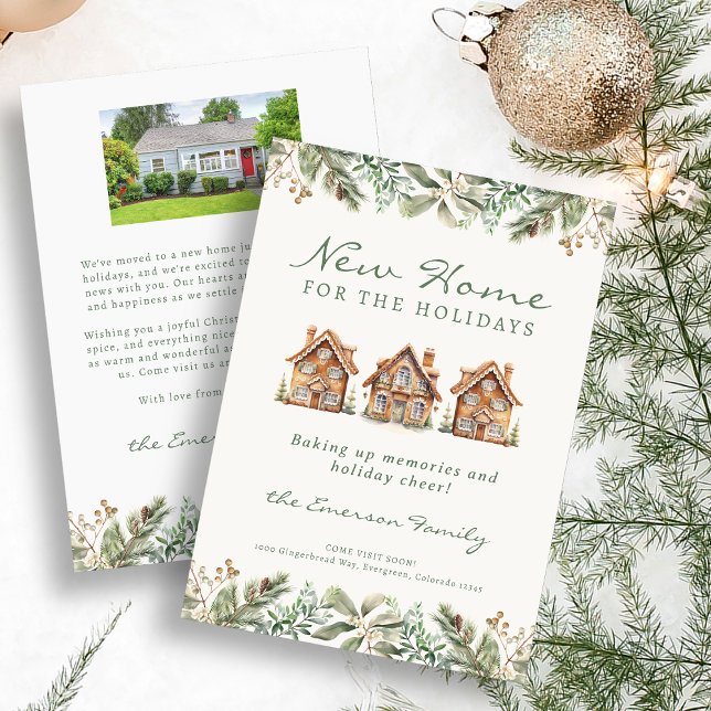 Festiva Nueva tarjeta de vacaciones para fotos en casa (New Home Photo Holiday Card
)