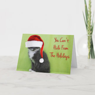 Festiva Ocultar de la tarjeta de Navidades de gatos de vac