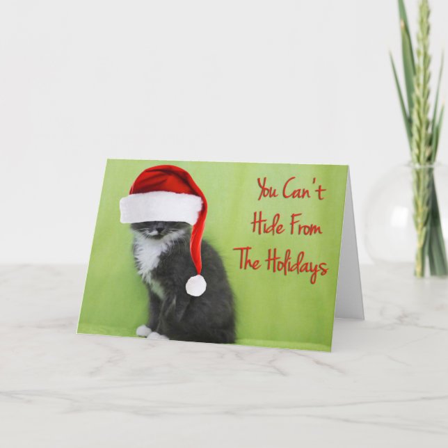 Festiva Ocultar de la tarjeta de Navidades de gatos de vac (Anverso)