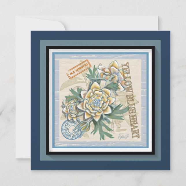 Festiva Oficina de Creaciones G tarjeta amarilla de flor e (Anverso)