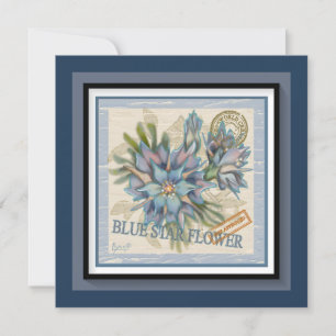 Festiva Oficina de Creaciones G tarjeta azul de flor en bl