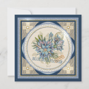 Festiva Oficina de Creaciones G tarjeta azul flor en blanc