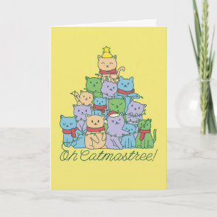 Festiva Oh Catmastree Funny Navidades Tarjeta de vacacione