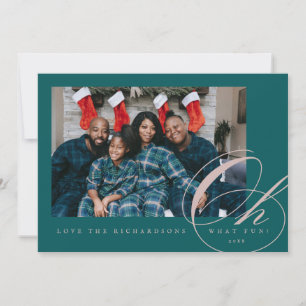 Festiva Oh Qué Divertida Tarjeta de Fotografía Verde de Na