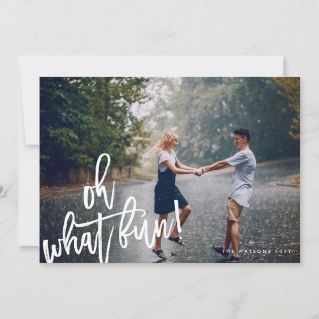 Festiva Oh Qué Divertida Tarjeta de Fotos de Festividades  (Anverso)