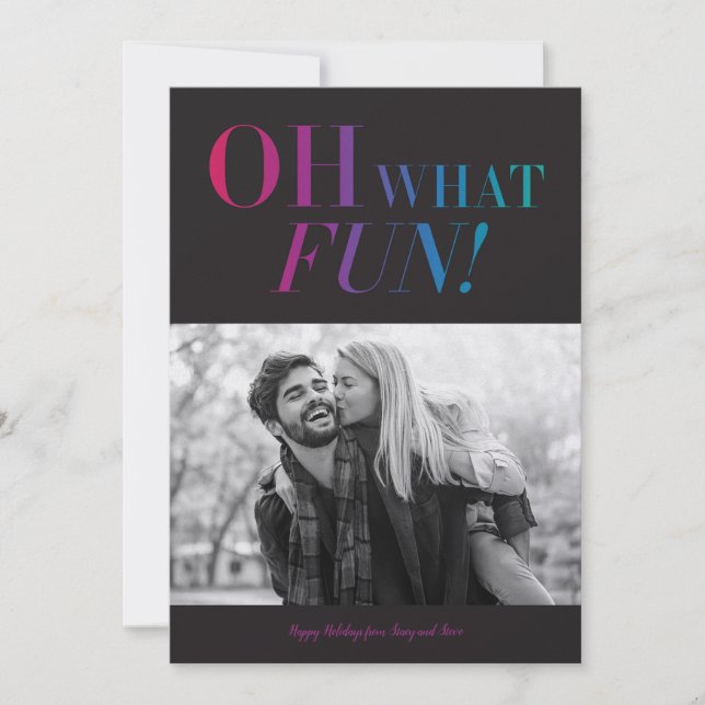 Festiva Oh qué tarjeta del día de fiesta de la diversión (Anverso)