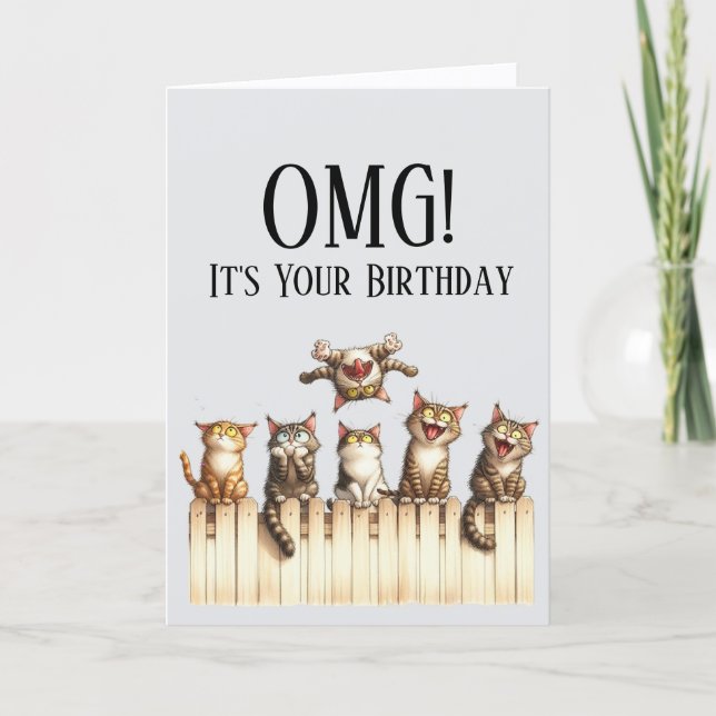 Festiva OMG Cute Cat Tema Tarjeta de cumpleaños (Anverso)