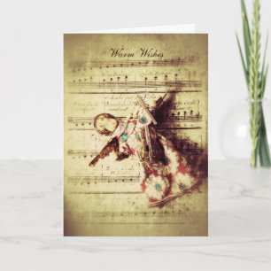 Festiva Ornamento de ángel de época en tarjeta de Navidade