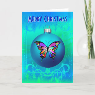 Festiva Ornamento mariposa - Tarjeta de 7" x 5"