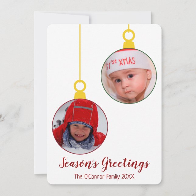 Festiva Ornamento navideño, tarjeta de vacaciones de 2 rec (Anverso)