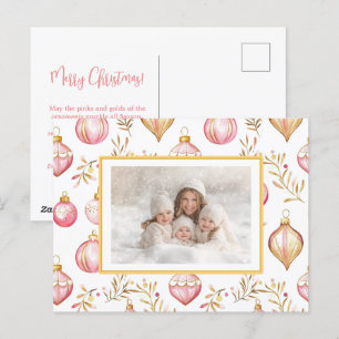 Festiva Ornamentos de oro rosa Foto Navidades postal