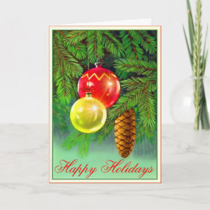 Festiva Ornamentos En Una Tarjeta De Saludos Personalizado