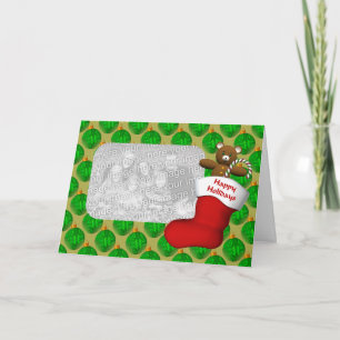 Festiva Ornamentos navideños alimentando tarjeta fotográfi