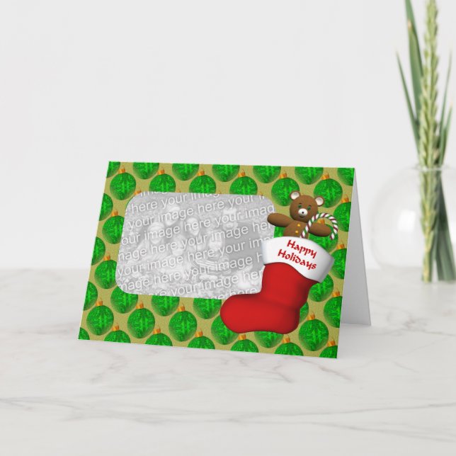 Festiva Ornamentos navideños alimentando tarjeta fotográfi (Anverso)