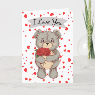 Festiva Osito de peluche te amo tarjeta de día de San Vale