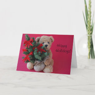 Festiva oso de peluche con tarjeta de saludo de árbol de N