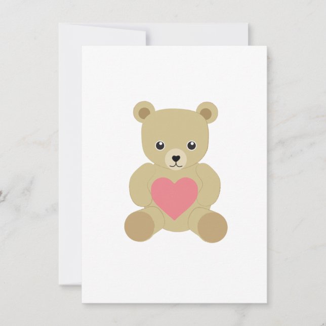 Festiva Oso de peluche tradicional con tarjeta de corazón (Anverso)