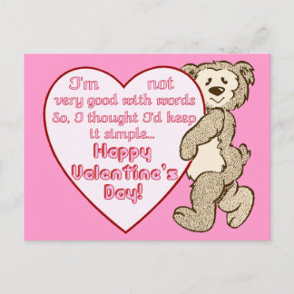 Festiva Oso el día de San Valentín con postal cardíaca