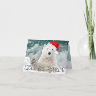Festiva Oso Polar Santa Tarjeta de saludo de vacaciones