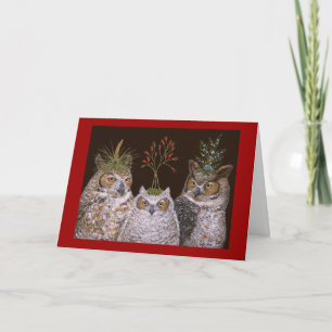 Festiva Otra tarjeta de Navidades de la familia búho