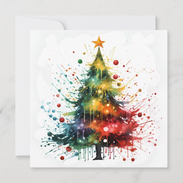 Festiva Paint splatter tarjeta de bienvenida de árbol de N (Anverso)