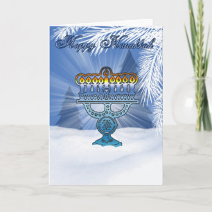 Festiva paisaje de invierno de la tarjeta hannukah