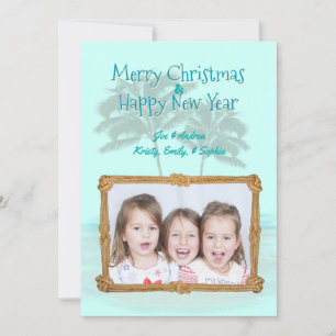 Festiva Palm Trees Rope Frame Navidades Foto Tarjeta plana