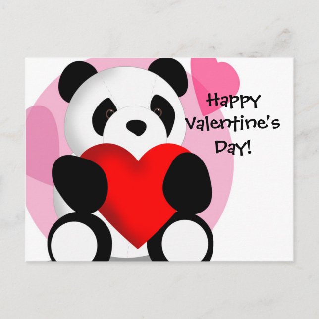 Festiva Panda corazón de la postal de San Valentín (Anverso)