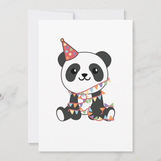 Festiva Panda De Cumpleaños Para Niños Tarjeta De Vacacion (Anverso)