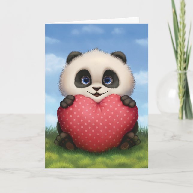 Festiva Panda de la tarjeta del día de San Valentín (Anverso)