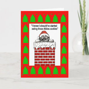 Festiva Papá Noel Atrapado En Una Tarjeta De Saludos De Ch