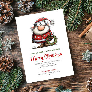 Festiva Papá Noel Caprichoso Feliz Tarjeta de Cumplimiento