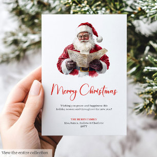 Festiva Papá Noel elegante Tarjeta de acuarela simple y mo