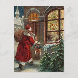 Festiva Papá Noel en la postal de la puerta